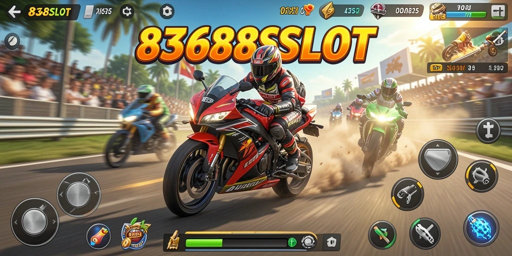 Tampilan menarik dari gameplay balapan motor di 8368SLOT.