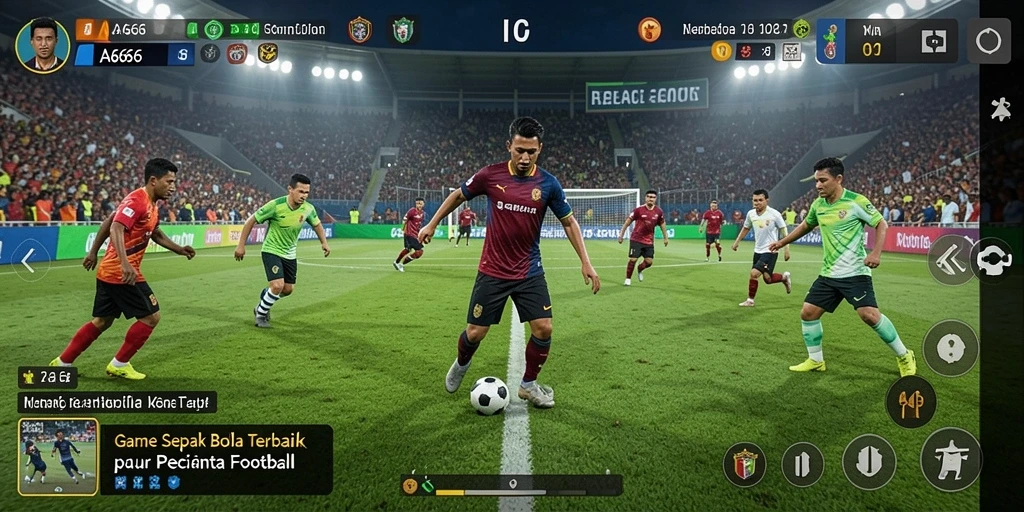 Screenshot gameplay AA666 yang menampilkan momen seru pertandingan sepak bola.