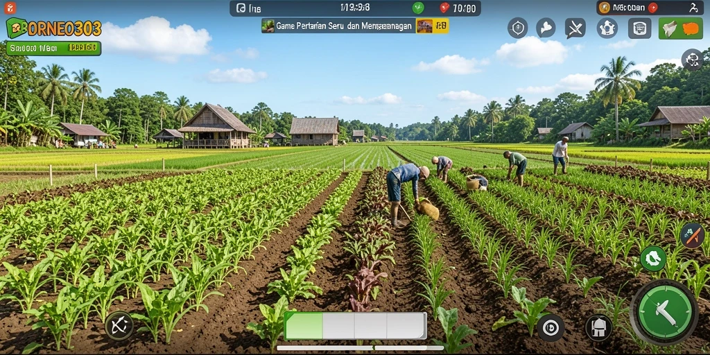 Tampilan gameplay menarik dari BORNEO303 yang menggambarkan keseruan bertani.