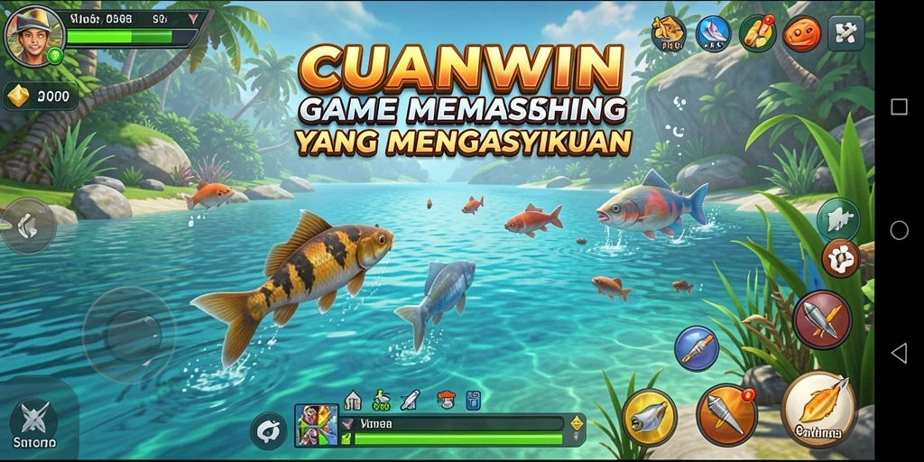 Tampilan gameplay CUANWIN yang seru di dunia memancing.