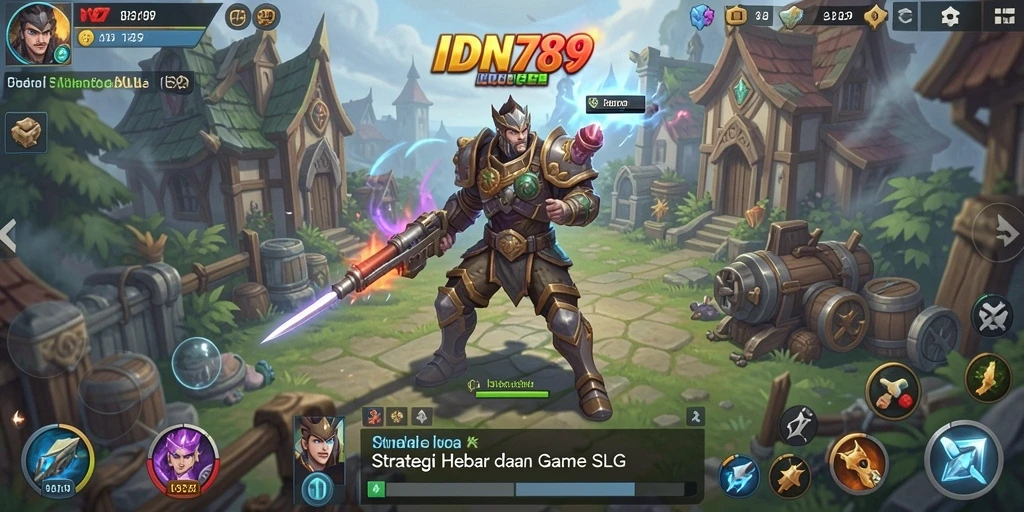 Screenshot utama IDN789 menampilkan aksi strategis gameplay SLG.