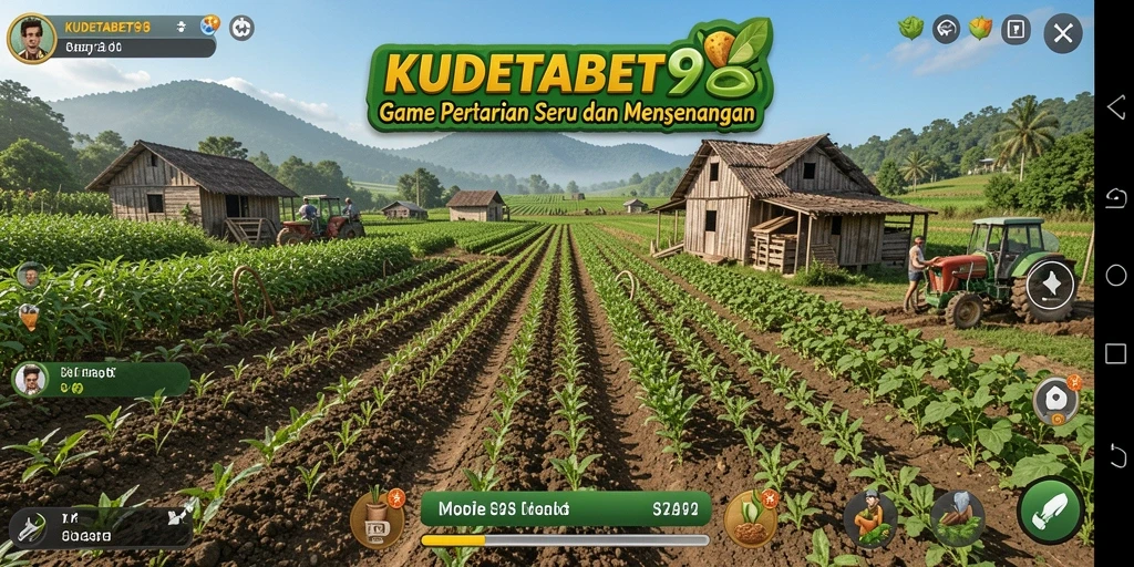 Screenshot gameplay KUDETABET98 menampilkan aktivitas pertanian yang menyenangkan.