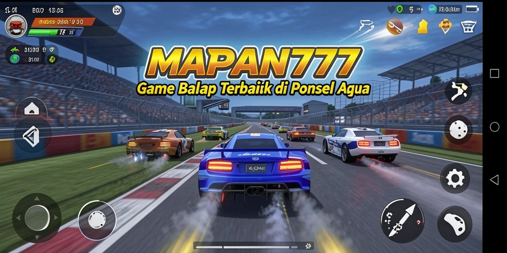 Screenshot gameplay MAPAN777 menampilkan aksi balapan yang mendebarkan.