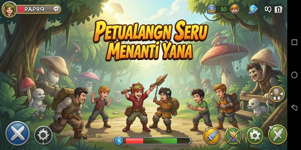 Gameplay mendebarkan di dunia petualangan penuh tantangan.