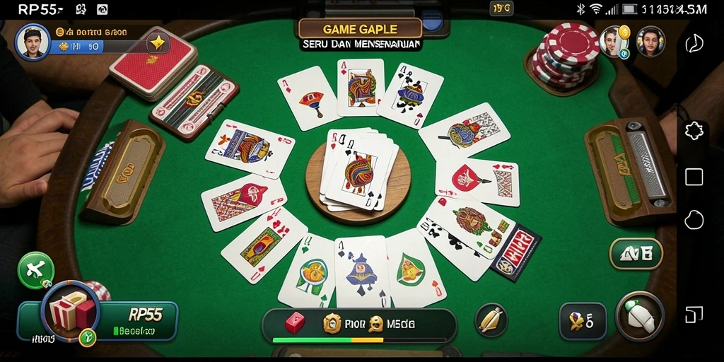 Screenshot RP55 menampilkan gameplay Gaple yang seru dan interaktif.