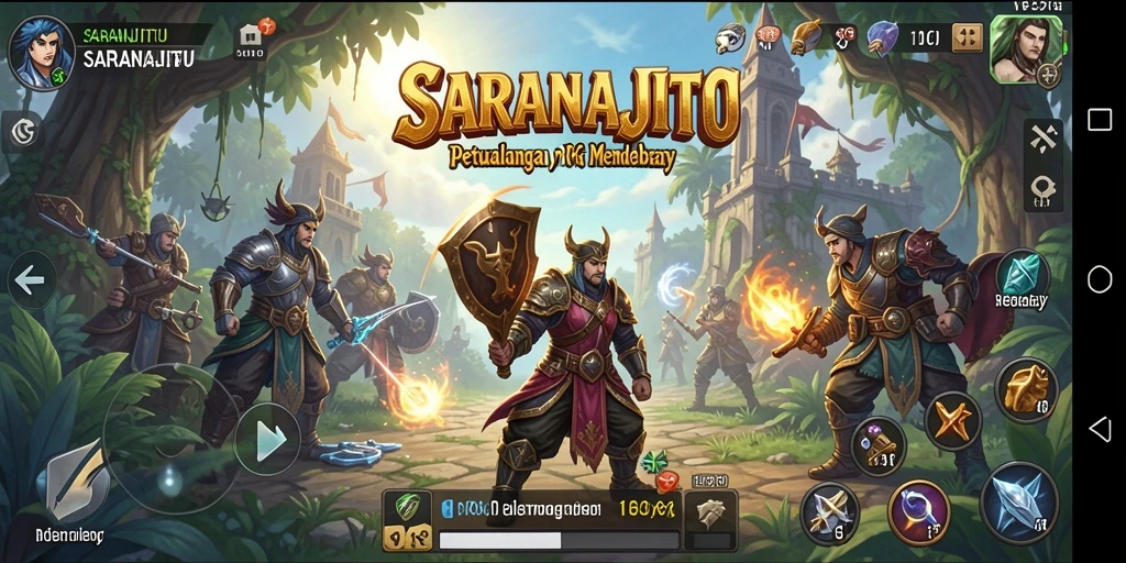 Screenshot SARANAJITU menampilkan aksi pertempuran RPG yang intens.