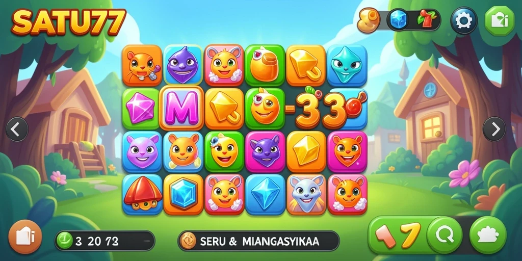 Tangkapan layar menunjukkan gameplay Match-3 yang mendebarkan.